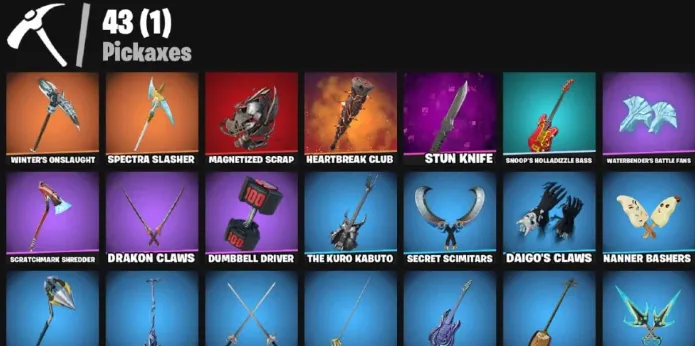 F1335 29 Skins - Subzero Cryptic, Spectra Knight, Omegarok, Heartbreak Ranger, Santa Dogg - 43 Pickaxes (G)